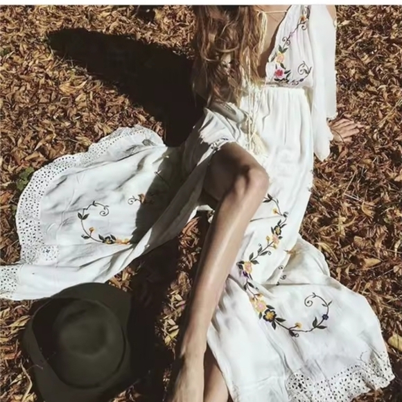 Chic White Floral Maxi Dress- Reversible - Picture 6 of 16